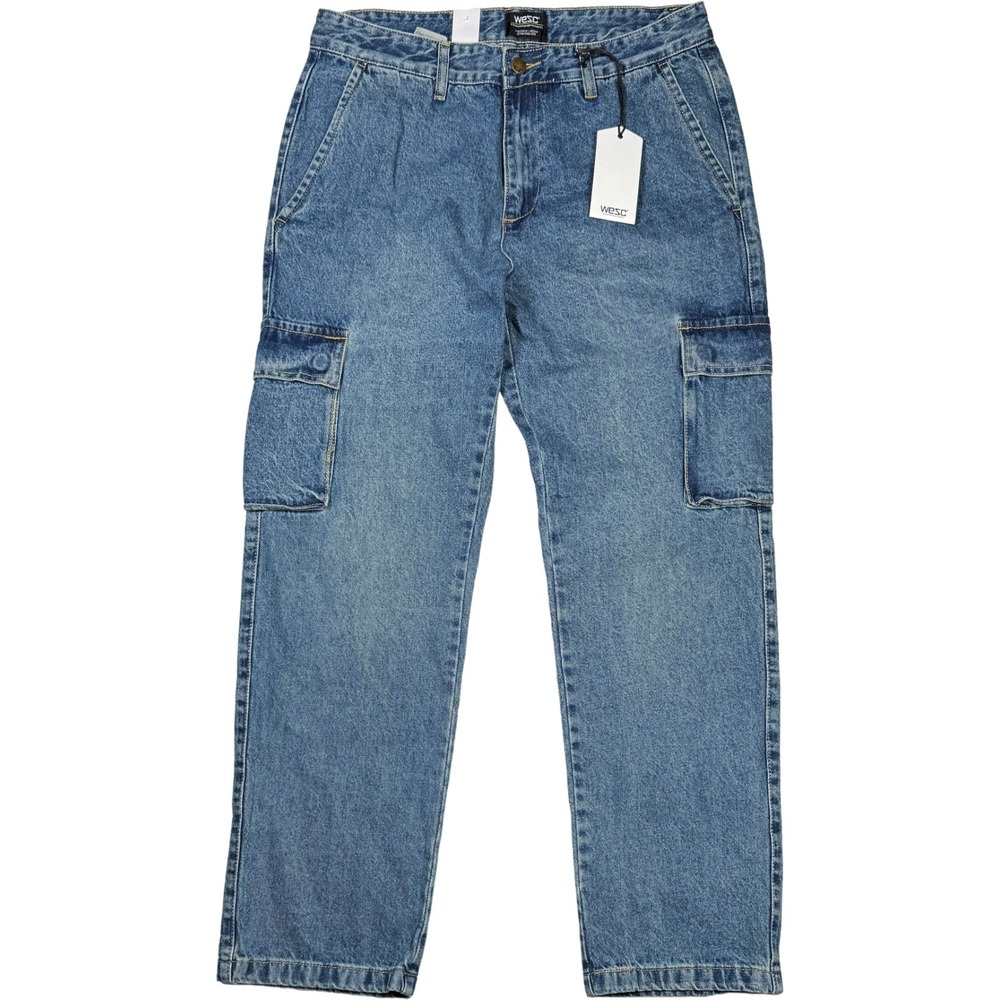 WeSC Relaxed Fit Cargo Jeans - NWT Mens Size 34 x 32 Medium‎ Wash - #47441-H6